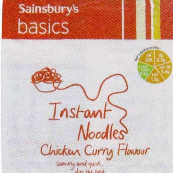 Sainsbury's Basics Instant Noodles / Chicken Curry Flavour