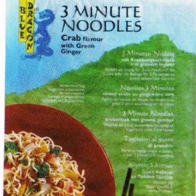 Blue Dragon 3MINUTE NOODLES Crab Flavour with Green Ginger